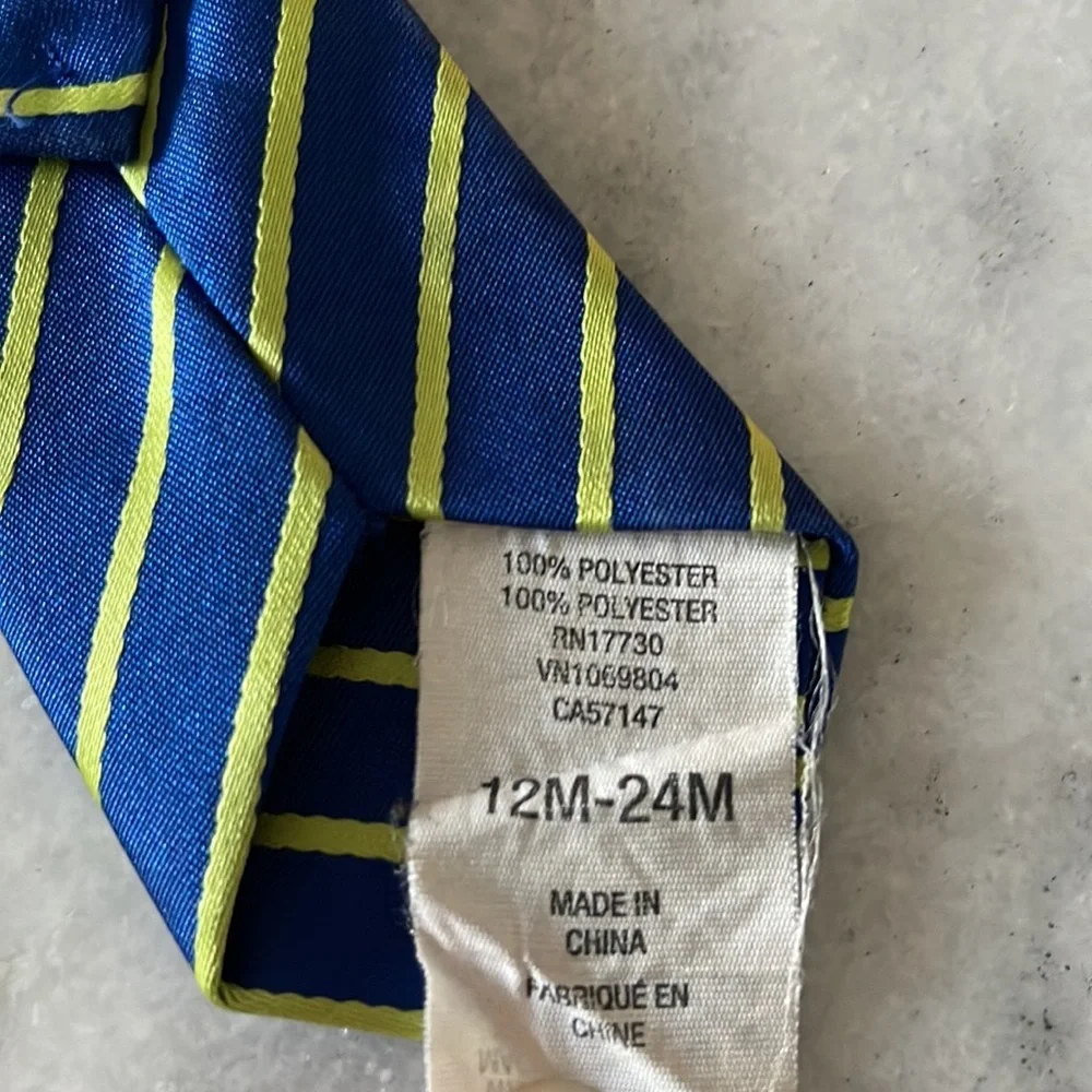 Navy & Neon Green Striped Baby Boys Clip On Tie